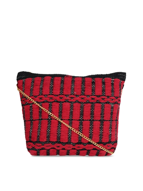 

Diwaah Red & Black Self Design Sling Bag
