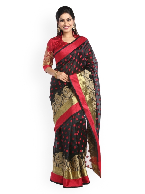 

Chhabra 555 Black & Red Art Silk Woven Design Saree