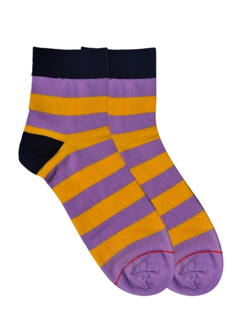 

Soxytoes Men Purple & Yellow Ankle-Length Cotton Socks