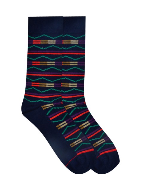 

Soxytoes Men Navy Blue & Green Calf-Length Cotton Socks