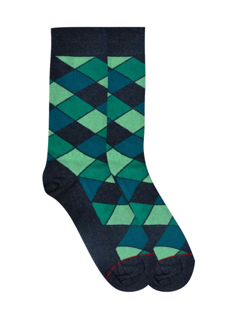 

Soxytoes Men Green & Blue Cotton Above Ankle Length Socks