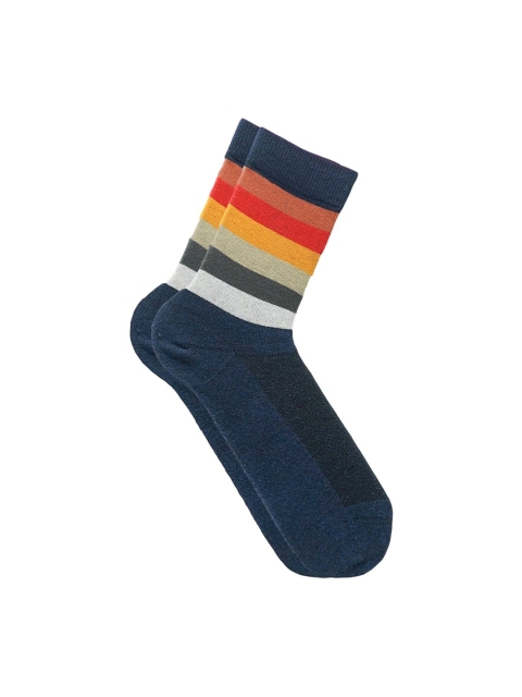 

Soxytoes Navy Blue & Red Patterned Calf-Length Cotton Socks