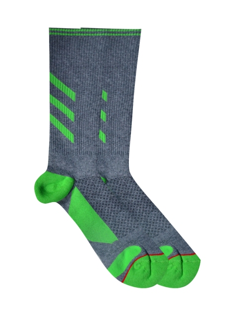 

Soxytoes Unisex Grey & Green Cotton Above Ankle Length Socks