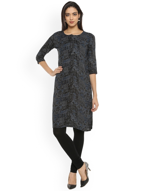 

Soch Women Black Printed Straight Kurta