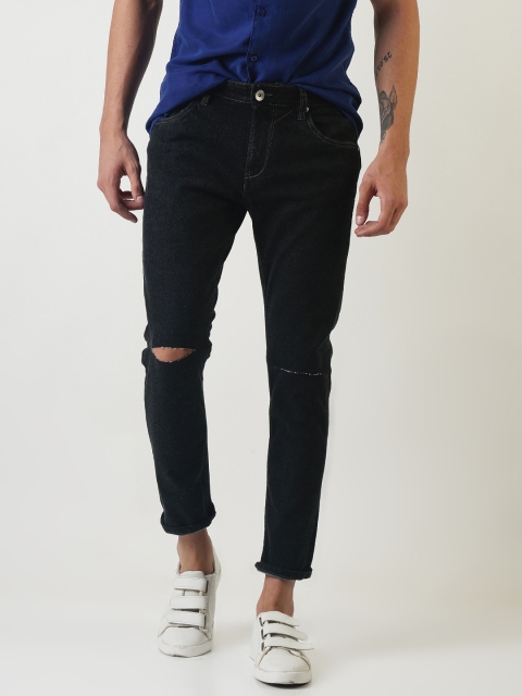 

SHELTR Men Navy Blue Skinny Fit Mid-Rise Slash Knee Stretchable Jeans