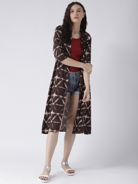 

pinwheel Brown Printed Open-Front Shrug