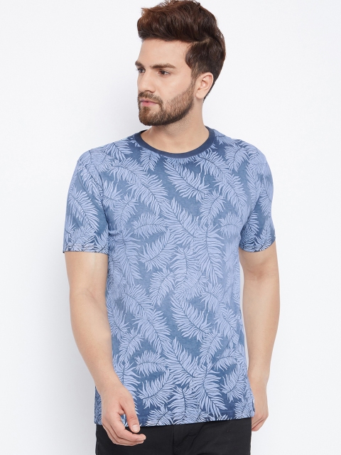 

The Dry State Men Blue Printed Round Neck T-shirt