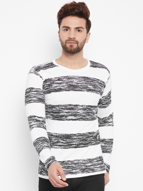 

The Dry State Men White Striped Round Neck Pure Cotton T-shirt