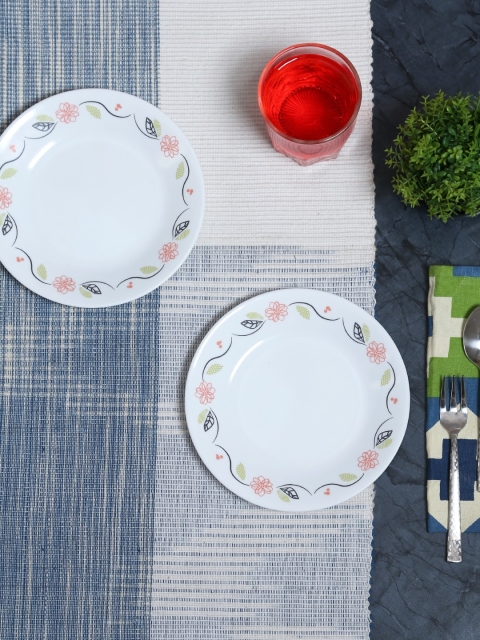 

Corelle White & Pink Set Of 6 Printed Glass Plates