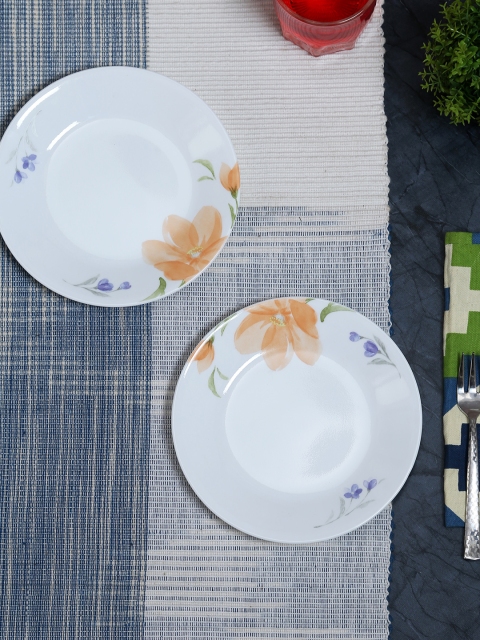 

Corelle White & Orange Set Of 6 Printed Plates