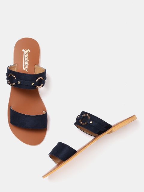 

Roadster Women Navy Blue Solid Open Toe Flats