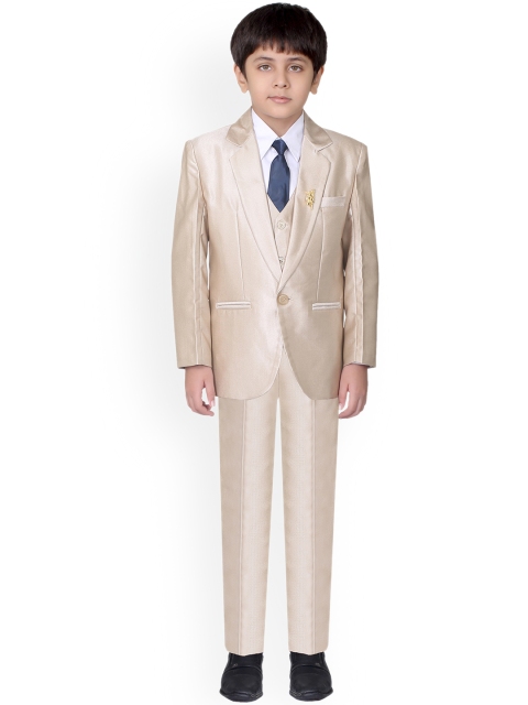 

Jeetethnics Boys Cream Solid Suit Set