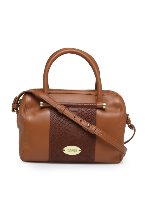 

Hidesign Orange & Maroon Leather Textured Handheld Bag