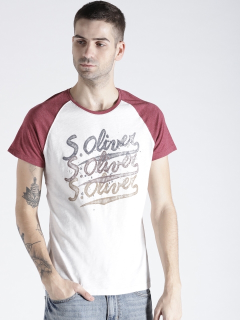 

s.Oliver Men White Printed Round Neck T-shirt