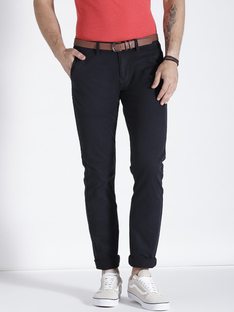 

s.Oliver Men Navy Blue Slim Fit Solid Chinos