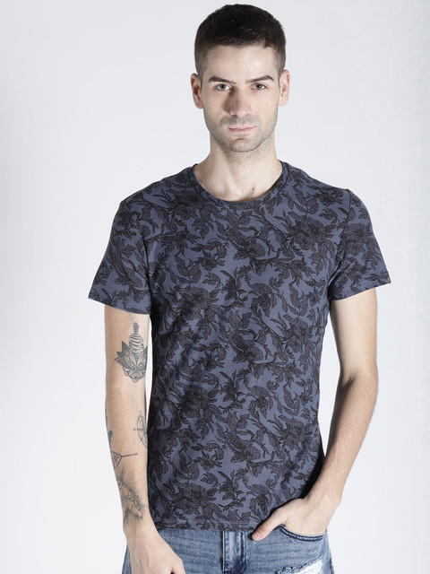 

s.Oliver Men Navy Blue Printed Round Neck T-shirt