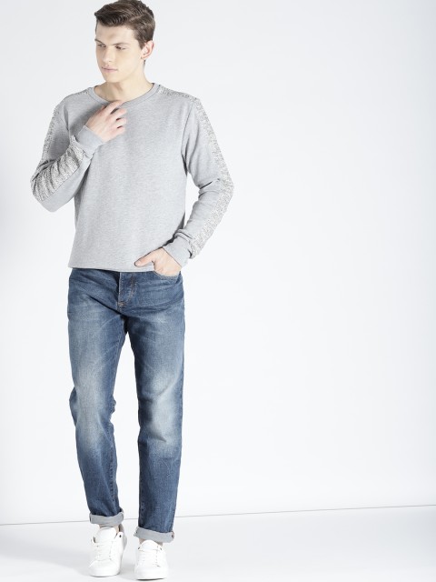 

s.Oliver Men Grey Melange Solid Sweatshirt