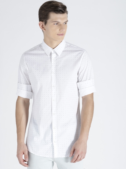 

s.Oliver Men White Slim Fit Printed Casual Shirt
