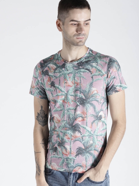 

s.Oliver Men Pink Printed Round Neck T-shirt