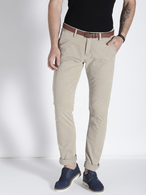 

s.Oliver Men Beige Slim Fit Solid Chinos