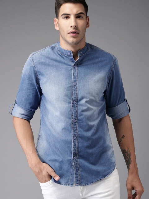 

Moda Rapido Men Blue Regular Fit Faded Casual Shirt
