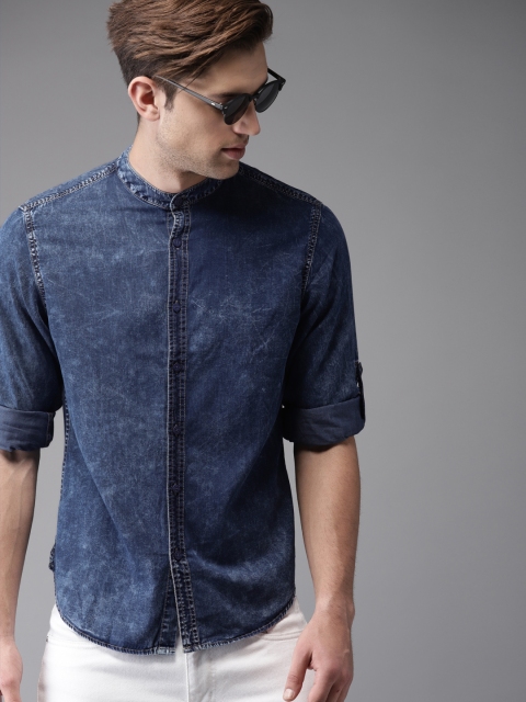 

Moda Rapido Men Blue Regular Fit Faded Denim Casual Shirt