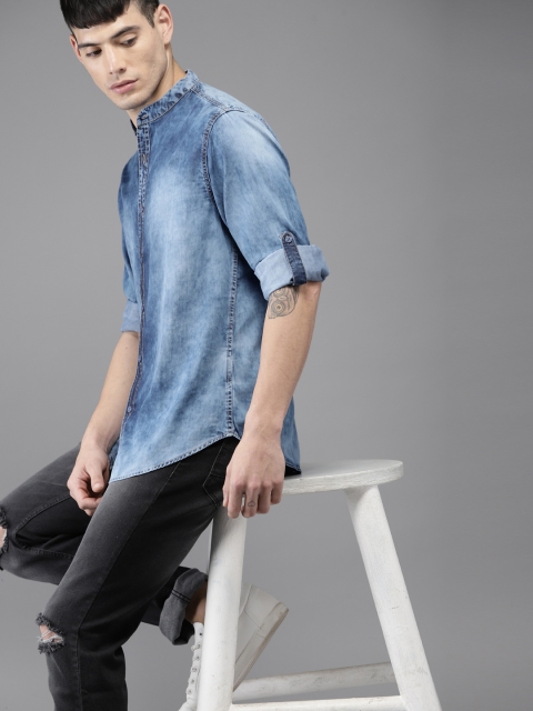 

Moda Rapido Men Blue Regular Fit Faded Denim Casual Shirt