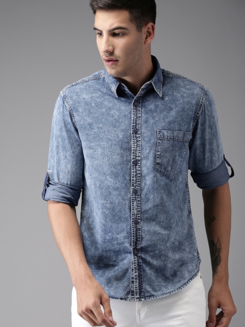

Moda Rapido Men Blue Regular Fit Faded Casual Shirt