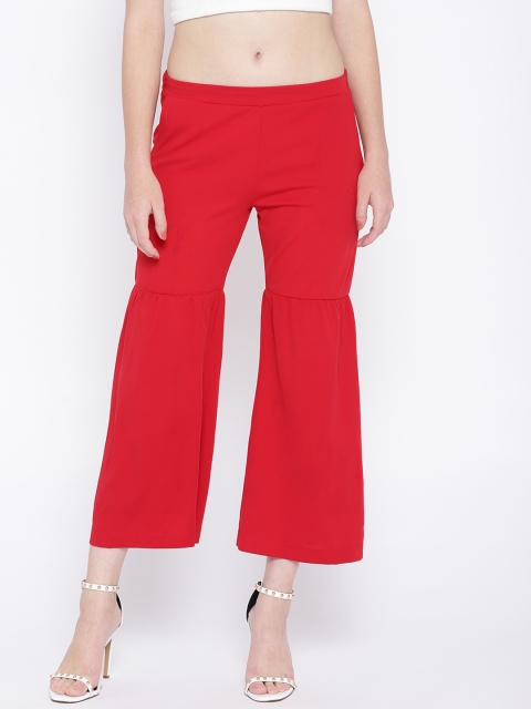 

OVS Women Red Regular Fit Solid Cropped Trousers