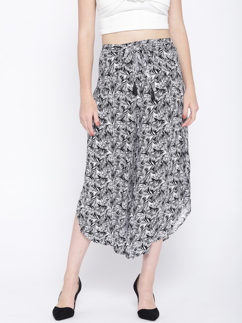 

OVS Women Black & White Regular Fit Printed Culottes