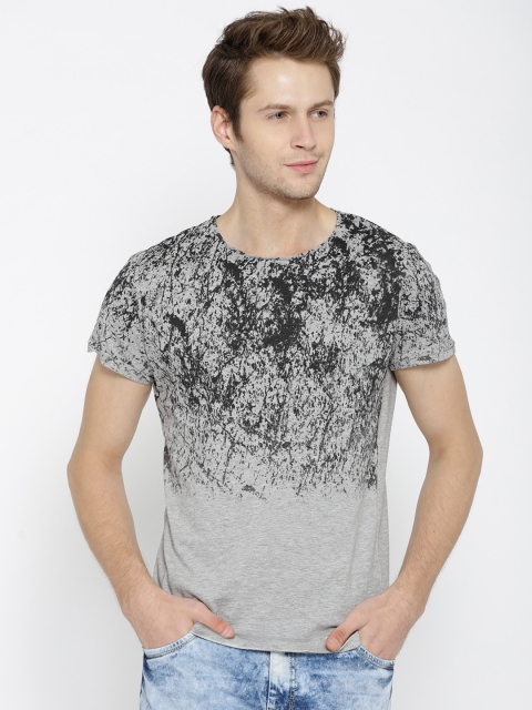 

OVS Men Grey Melange Printed Round Neck T-shirt