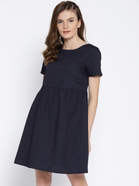 

OVS Women Navy Blue Solid Fit and Flare Dress