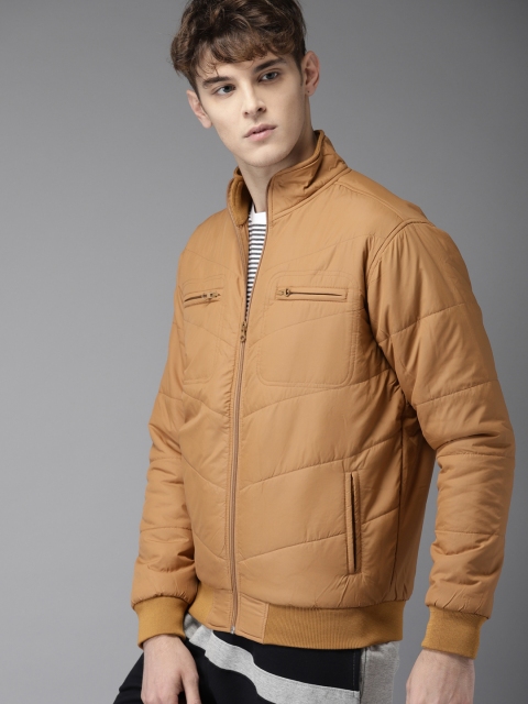 

HERE&NOW Men Tan Brown Solid Bomber