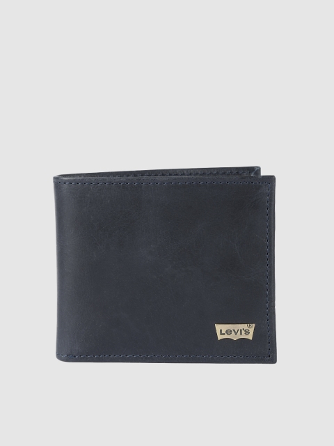 

Levis Men Navy Blue Solid Two Fold Leather Basic Coin Pocket Wallet