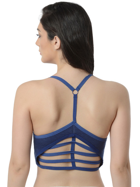 

Da Intimo Blue Solid Non-Wired Lightly Padded Bralette Bra DI1004