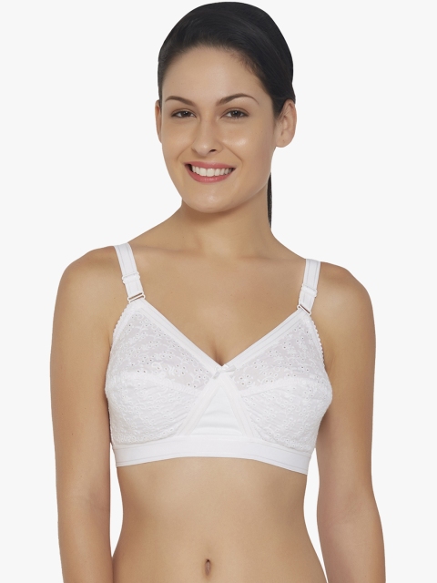 

Libertina White Self Design Non-Wired Non Padded Everyday Bra