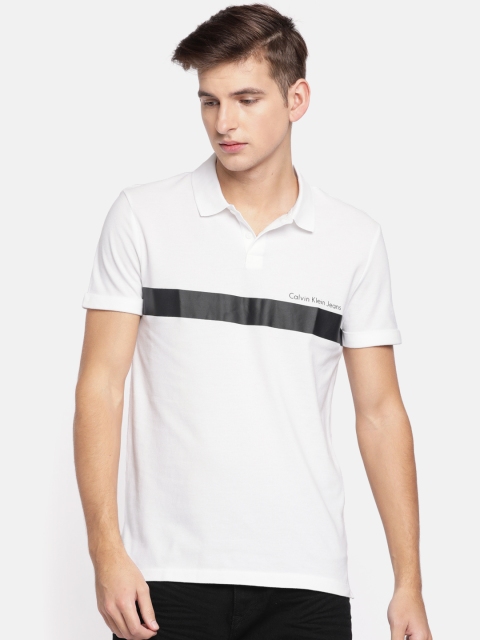 

Calvin Klein Jeans Men White Solid Polo Collar T-shirt