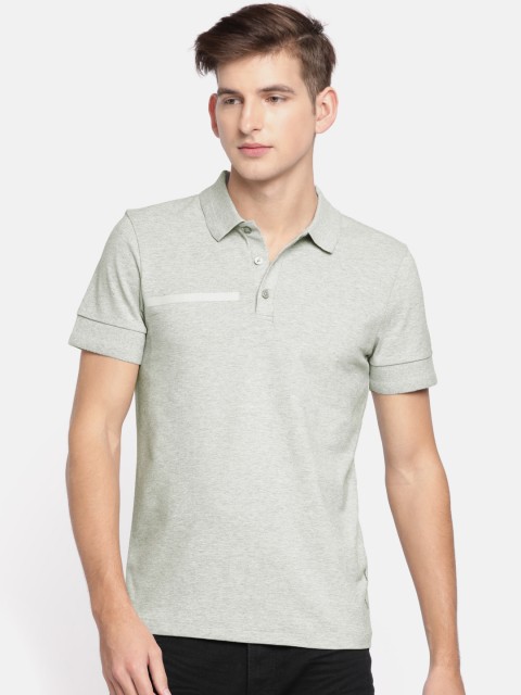 

Calvin Klein Jeans Men Grey Melange Solid Polo Collar T-shirt