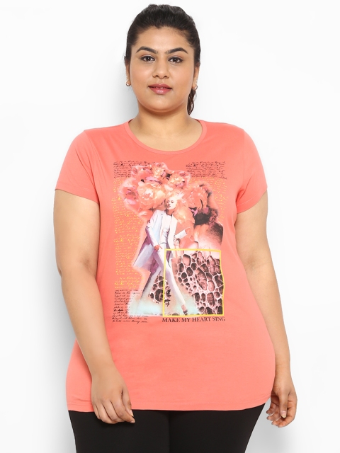 

aLL Plus Size Women Peach-Coloured Solid Top