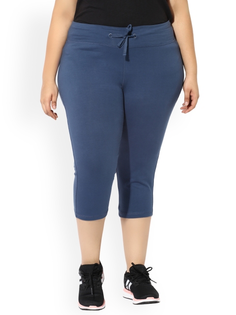

aLL Plus Size Women Navy Solid 3/4th Length Track pants, Navy blue