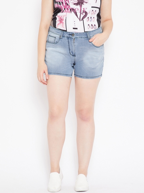 

aLL Plus Size Women Blue Washed Regular Fit Denim Shorts