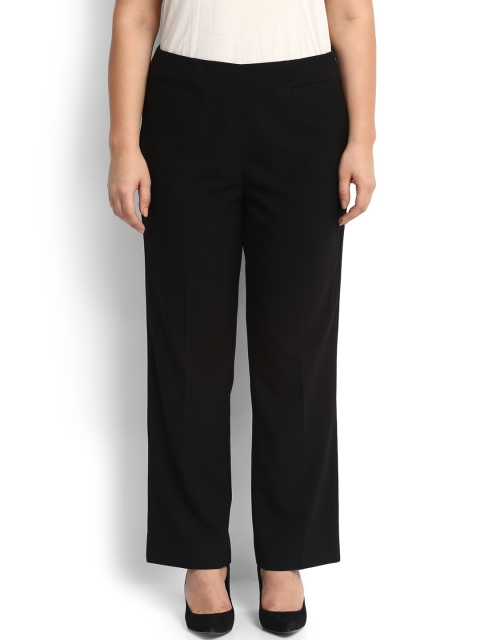 

aLL Plus Size Women Black Regular Fit Solid ParaLL Plus Sizeel Trousers