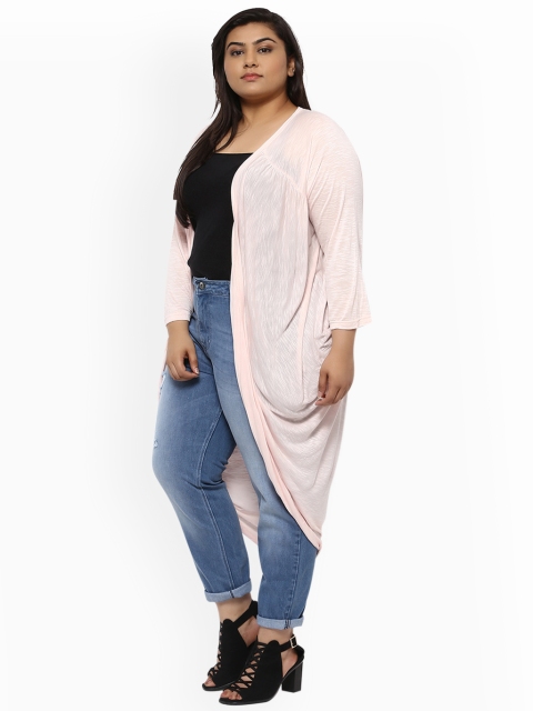 

aLL Plus Size Pink Solid Open Front Shrug