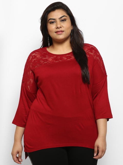 

aLL Plus Size Women Red Solid Top