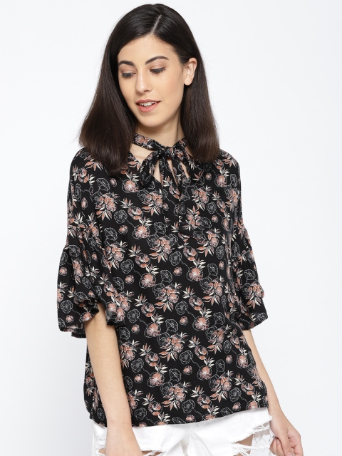 

Vero Moda Women Black & Brown Floral Printed Top