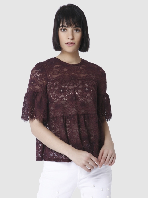 

Vero Moda Women Burgundy Lace Top