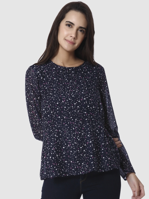 

Vero Moda Women Navy Blue Printed Top