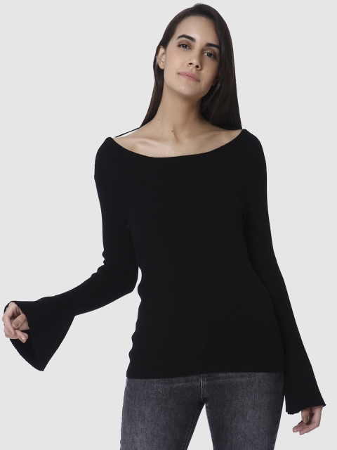 

Vero Moda Women Black Solid Pullover