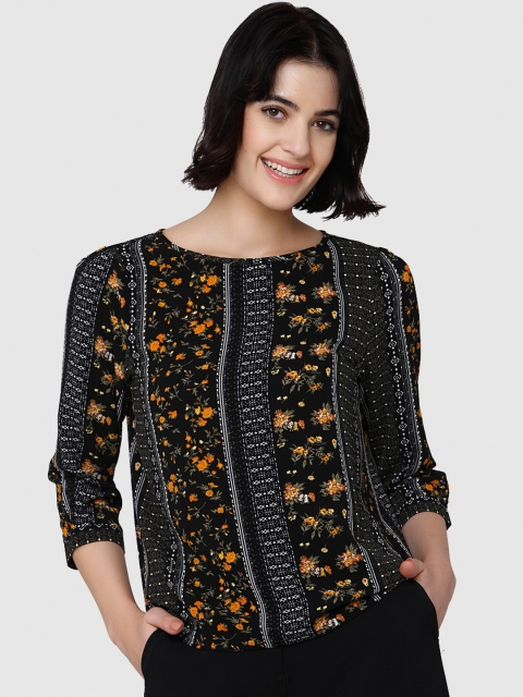 

Vero Moda Women Black Printed Boxy Top