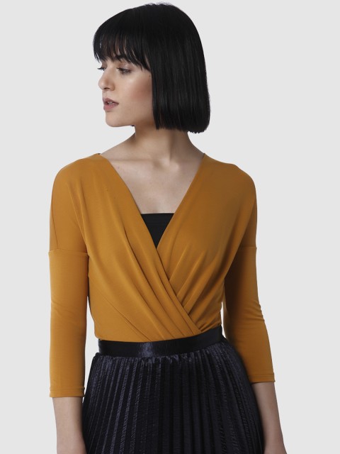 

Vero Moda Women Mustard Yellow Solid Bodysuit